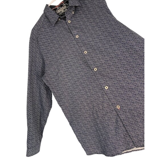 Ted Baker Mens Blue Floral Print Cotton Button Down Shirt Size 6 2XL RO10549 - Picture 1 of 10